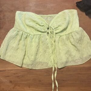 Green Strapless Tie-Front Top